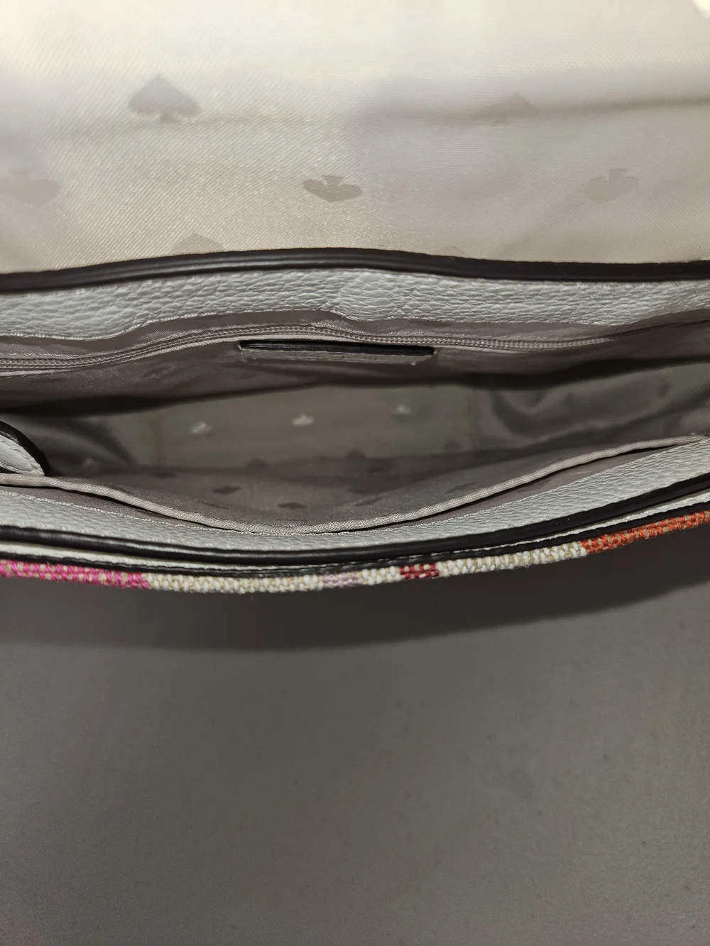 Kate Spade Leila Leather Flap Shoulder White Multi Color Stripe Like New W Strap - Picture 9 of 16